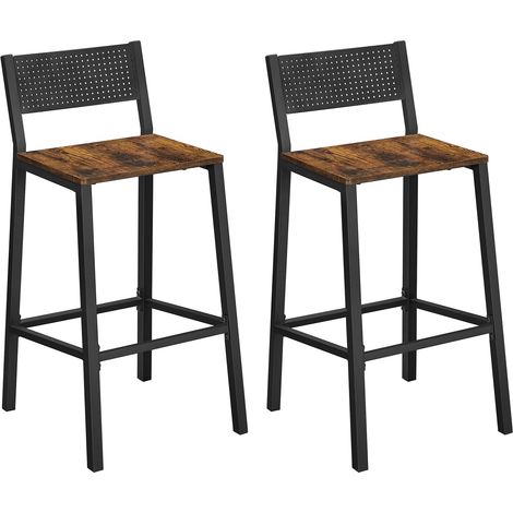 VASAGLE Sgabelli Cucina, Set da 2, Sgabelli da Bar, Sgabelli Alti per Cucina Sala da Pranzo Studio, Stile Industriale, Marrone Vintage e Nero LBC070B01 (1/5)