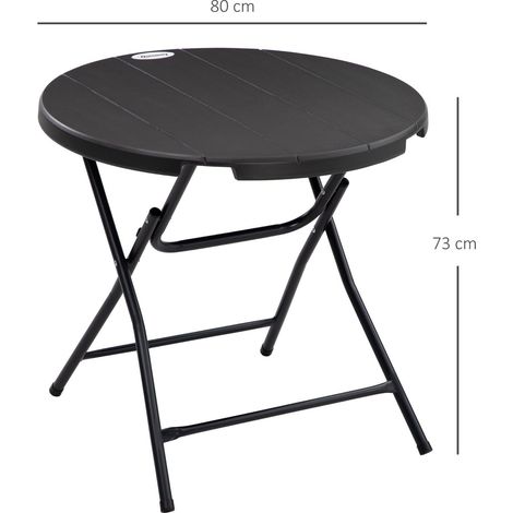 Table à manger ø80 cm table ronde pliante table repas 4 places format rond plateau pliant aspect bois gris foncé
