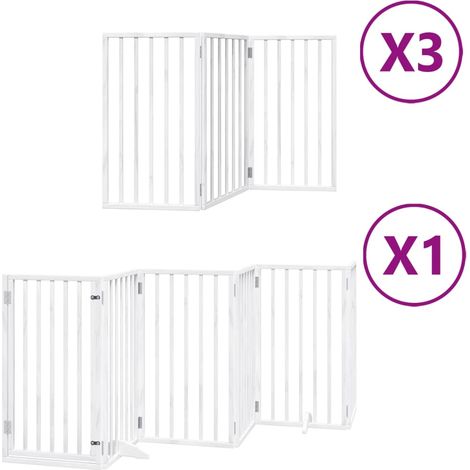 Barrière de sécurité pour chien animaux de compagnie porte pliable 15 panneaux bois de peuplier blanc