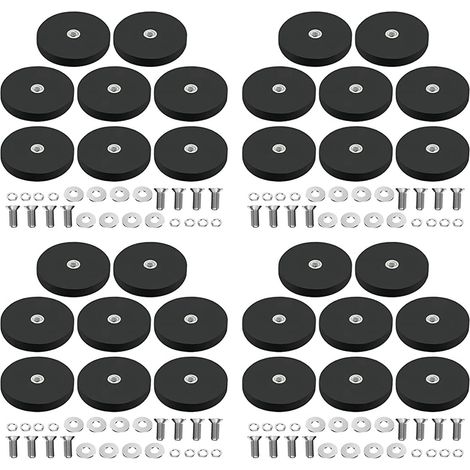 Lot de 32 Aimants Caoutchoutés Base Aimant Néodyme avec RevêTement Caoutchouc Ø 43Mm Aimants Anti-Rayures M6 Filetage Mâle Noir (1/5)