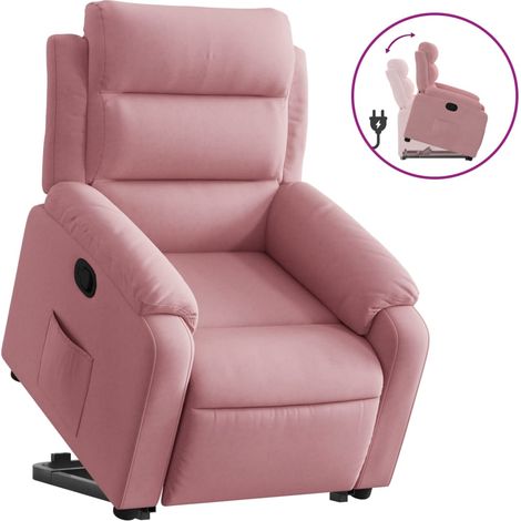 Maison Exclusive - Poltrona Alzapersona Reclinabile Rosa in Velluto (1/5)