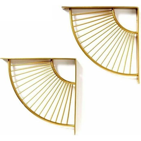 Support D Etagere Triangle - Metal Doré - 15 cm - Pour Etagere Flottante - Restaurant Bureau Maison - Lot De 2
