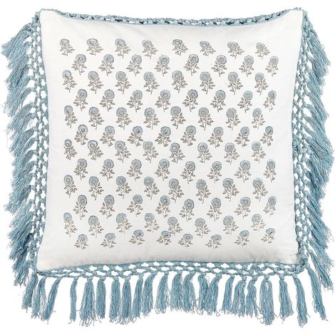 Throw Cushion PALLIDA Cotton 45 x 45 cm Blue Floral Pattern
