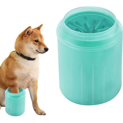 Portable Dog Paw Cleaner - Removes Mud Debris - Soft Silicone Bristles Gentle on Pets, Cats, for Massage, Grooming Dirty Claws (Green, Small) (1/5)
