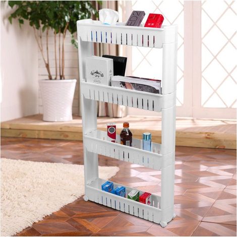 Organisateur de produits avec roues 4 compartiments pour cuisine ou SDB (1/5)