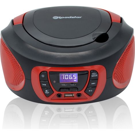 Roadstar CDR-365U/RD Radio CD Portable Numerique FM PLL, Lecteur CD, CD-R, CD-RW, MP3, USB, Stereo Noir/Rouge (1/5)