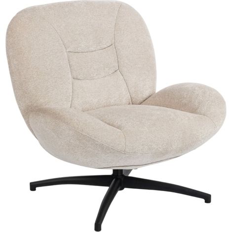 Chaise de bureau pivotante rembourrée-PP coton-Tissu-Base acier-Crème-83x89x85cm (1/5)