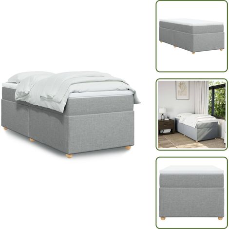 The Living Store Sommier à lattes de lit avec matelas gris clair 80x200 cm tissu - Lit Double - Lit Plateforme - Matelas À Ressorts Ensachés - Literie - Chambre À Coucher (1/5)