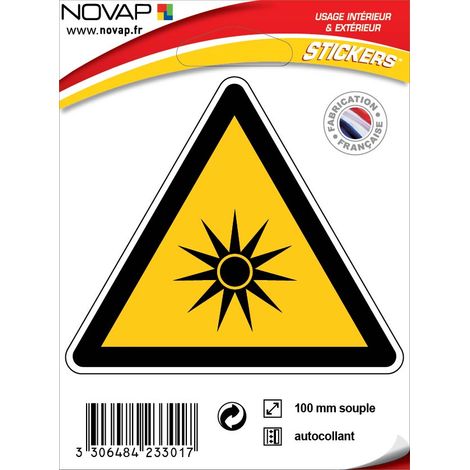 Panneau Danger rayonnement optique - Adhésif Triangle 100mm - 4233017