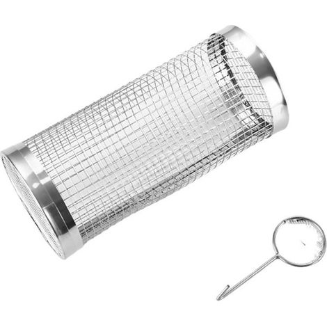 Grillbesteck-Set – Runder Grillkäfig aus Edelstahl für den Außenbereich, tragbarer, drehbarer Räucherkäfig (1/2)
