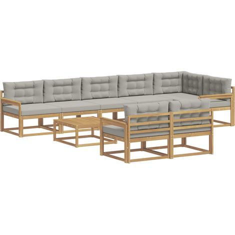 Set di divani da esterno 9 pz 8-Posti Bianco e Grigio Chiaro vidaXL (1/5)