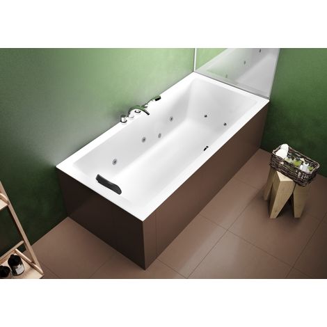 RIHO Lugo Bañeras rectangulares de pared, con sistema de flujo, (1/2)