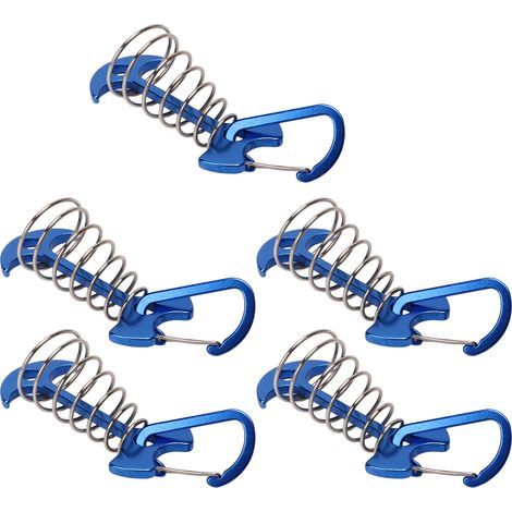 5-teiliges Fischgräten-Zeltnägel-Set, große Terrassendielen, Campingzeltnägel mit verstellbarer Federschnalle, Windseilanker, blau (1/5)