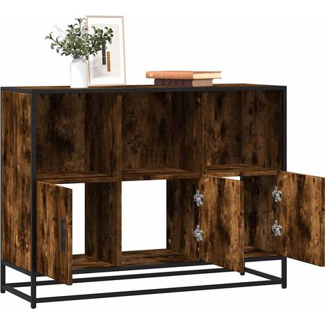 Aparador madera contrachapada color roble ahumado 100x35x76 cm