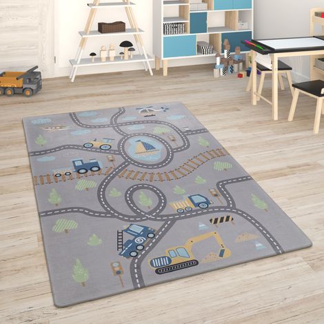Paco Home Kinderteppich Teppich Kinderzimmer Spielmatte Straßenteppich Spielteppich 120x160 cm, Grau 2