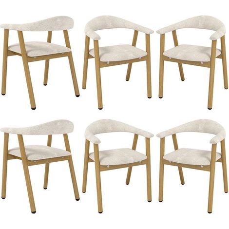 WAFTING Lot de 6 Chaises de Salle à Manger Modernes, Rembourrées avec Accoudoir, Tissu et Pieds Clairs (1/5)