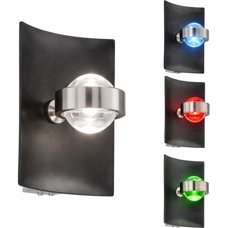 Applique murale changeant de couleur Lumière du jour Applique murale Touchdimmer Luminaire pour cage d'escalier noir, RGB 2W LED 9W 900Lm blanc chaud neutre, LxLxH 16,5x16x21 cm (1/5)