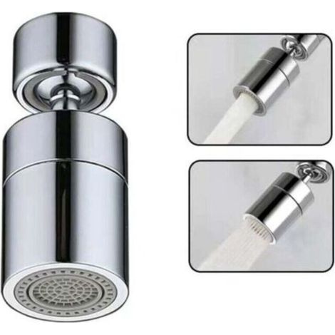 Aérateur de Robinet(Argent), 360° Pivotant Embout Robinet Cuisine, 2 Modes Mousseur Robinet Economie Eau, Brise jet Filtre Robinet Cuisine Salle De Bain lavabo..