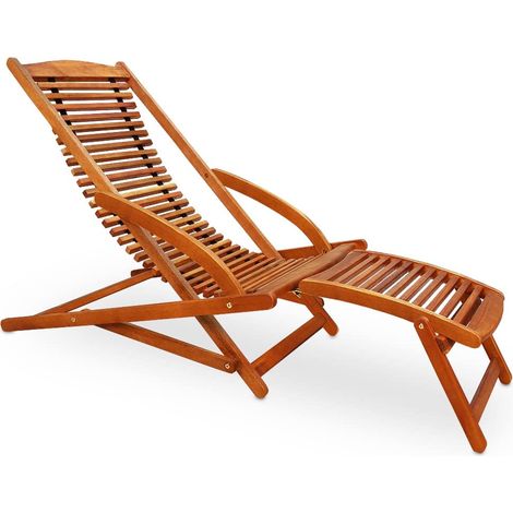 Tumbona con cojín, plegable, de madera de acacia (1/5)