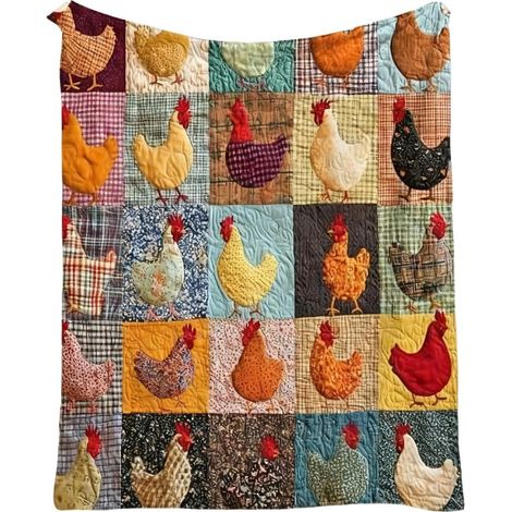 Couverture en forme de poulet – Couette douce et respirante Couverture à imprimé poulet Housse décorative légère pour canapé, lit, intérieur, maison, chambre à coucher, cadeau d'anniversaire ou de (1/5)