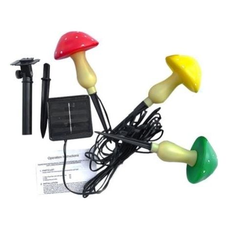 Luci solari a forma di fungo, illuminazione automatica, 8 modalità, bianco caldo, IP65, impermeabili, decorazione da giardino (1 confezione da 3 funghi) (1/4)