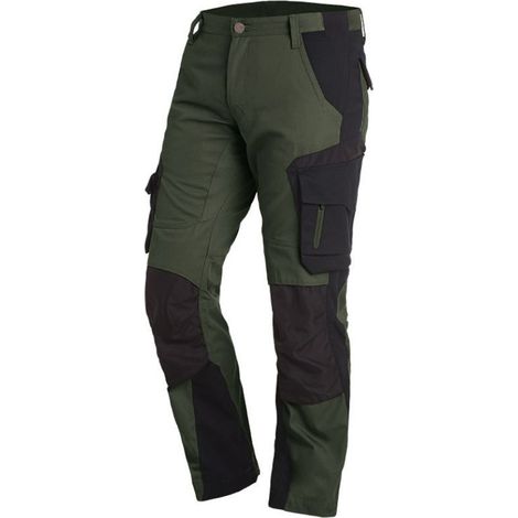 Pantalon de travail homme Florian FHB 125100 - Vert foncé / Noir - 44 - Jambes standards