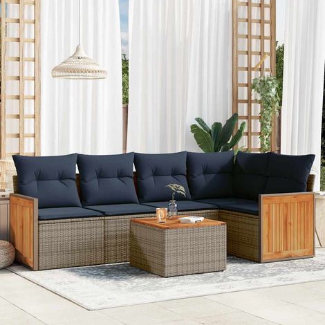 vidaXL Set Divani da Giardino 6 pz con Cuscini Grigio in (1/5)