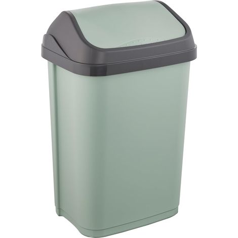 Poubelle avec couvercle basculant, 25 l, 33,5 x 25,5 x 53,5 cm, Swantje, Vert (Nordic Green) (1/5)