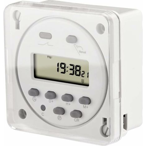Minuterie Programmable numérique LCD CN101A DC12V 16A SPST avec couvercle étanche blanc (1/2)