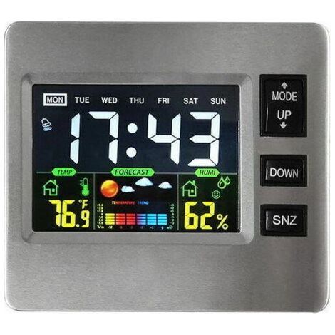 Station météo numérique sans fil avec écran LCD couleur pour prévisions météorologiques avec capteur intérieur, température et humidité (1/4)