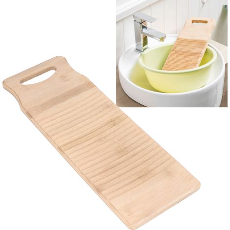 Planche à laver en bambou naturel renforcée, durable et résistante à l'usure, longueur environ 50 cm, couleur bois.