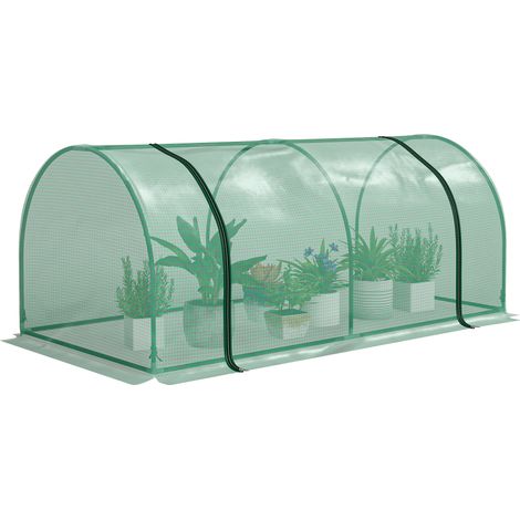Outsunny Serra da Giardino a Tunnel 200x100x80cm in Acciaio e Plastica Verde