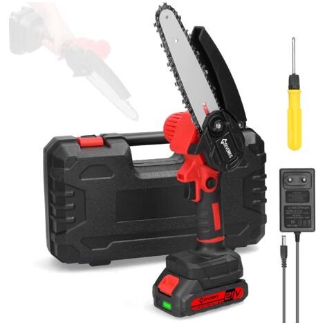 DEESSE SHOP-Mini Tronconneuse a Batterie, Tronconneuse Electrique Sans Fil de 6 Pouces 1300mAh avec Elagueuse Batterie pour l'élagage le Jardin Projets DIY (1/5)