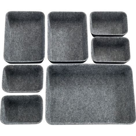 Filz-Schubladeneinsätze – 7er-Set – Verschiedene Größen: 20 x 5 x 28,5 cm, 19 x 5 x 14 cm, 13 x 5 x 9 cm – 100 % recyceltes Polyester (1/5)