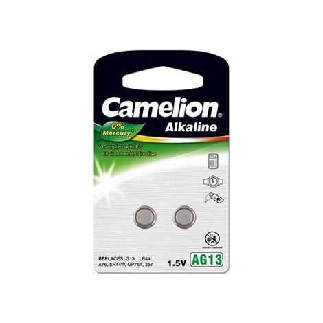 Camelion AG13/LR44/357 Pile bouton alcaline 2 pièces.
