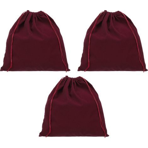 Sacs en Velours Larges avec Cordons de Serrage, Lot de 3 Sacs de 14 x 14 pouces pour Sèche-Cheveux, Sac de Rangement pour Hôtel pour Voyager, Couleur Bourgogne (1/4)