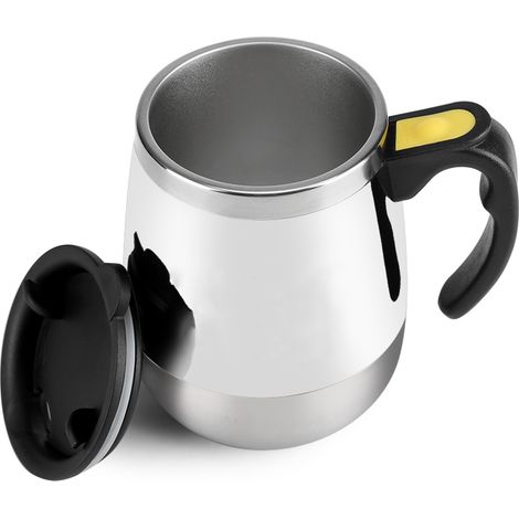 Selbstumrührender, weißer Edelstahl-Kaffeebecher mit Magnetrührer, elektrischer Becher mit Magnetrührer (1/5)