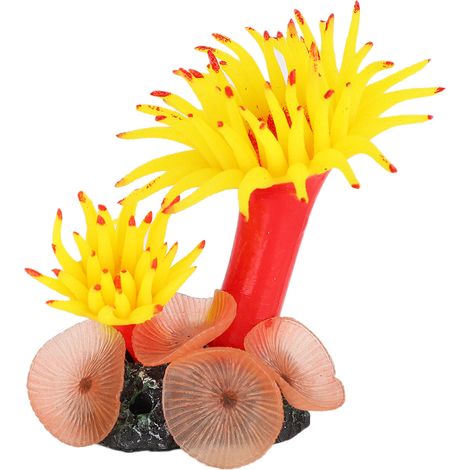 Combinaison de Coraux Artificiels Jaunes pour Aquarium - Décoration Subaquatique en Silicone Réaliste - Accessoires de Décors pour Aquariophilie-AUTRES (1/5)