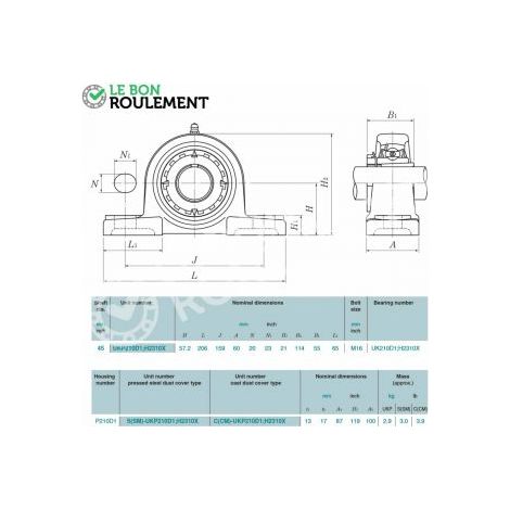 Palier fonte UKP210-D1-NTN