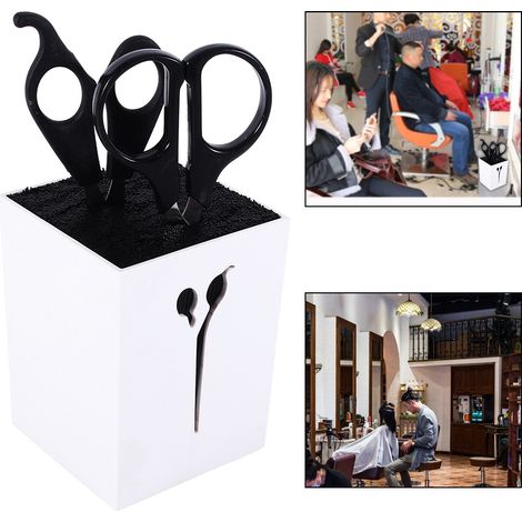 Porte-accessoires coiffure - Support pour ciseaux, peignes et pinces à cheveux (Couleur blanc) (1/2)