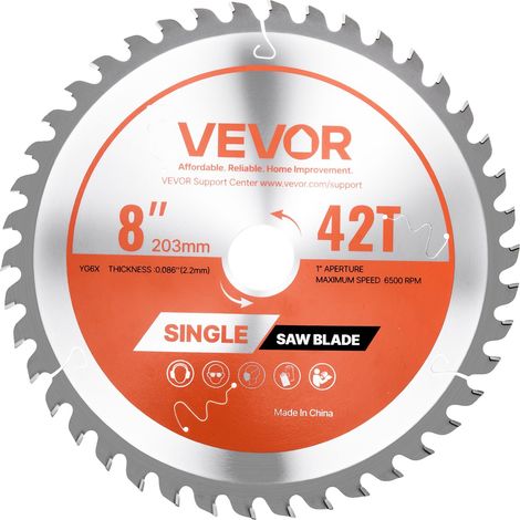 Hoja de sierra circular VEVOR, 355 mm, 66 dientes, eje de 25,4 mm, para cortar metal y madera (203 mm, 42 dientes). (1/2)