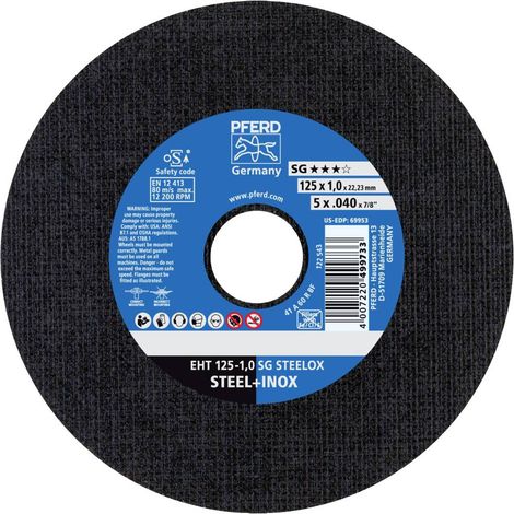 PFERD TOOLS EHT 125-1,0 SG STEELOX (5) 69198297 Disco di taglio dritto 125 mm 5 pz. Acciaio inox, Acciaio