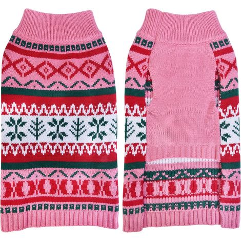 Pull à capuche chaud pour chien de Noël (L, rose) (1/3)
