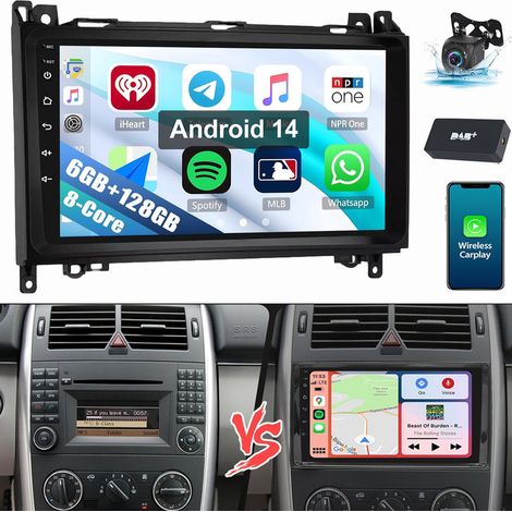 8 cœurs Autoradio Android 14 pour Mercedes W169 W639 Vito Viano W906 Sprinter 6+128G DAB CAM