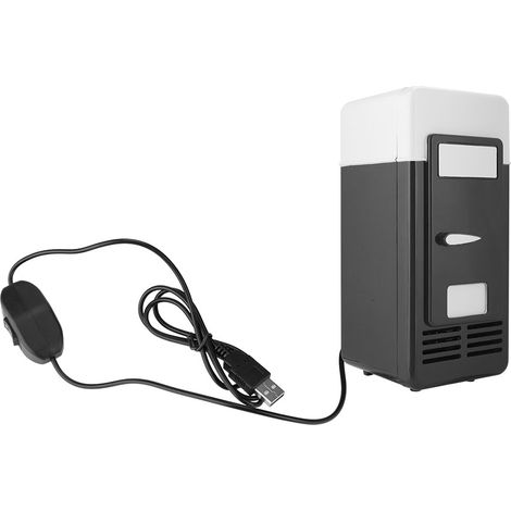 Mini réfrigérateur USB pour PC, refroidisseur et chauffe-canettes noir (1/5)