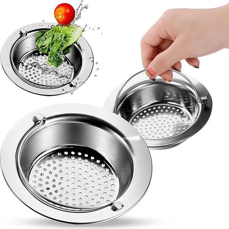 Spülbecken-Sieb, Edelstahl-Abflusssieb, Küchenspülen-Abflusssieb, Siebabdeckung für Bad- und Küchenspülen (11 cm) – 3er-Pack (1/5)