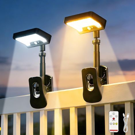 Lampes Solaires D'extérieur avec Télécommande, Lampe de Sécurité Solaire avec Détecteur de Mouvement pour Clôture, Garage, Camping, Allée, lot de 2 (1/5)