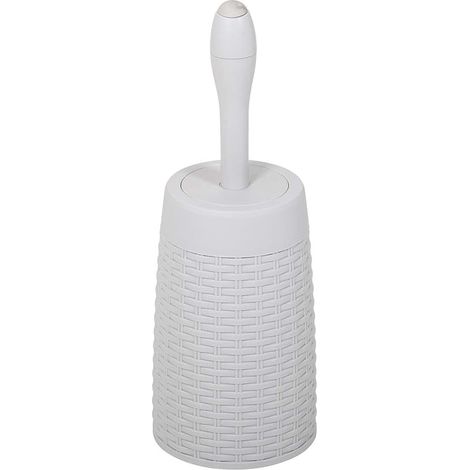 Brosse WC Ronde Imitation rotin avec système d'injection de détergent Interne, Gris Clair (1/5)