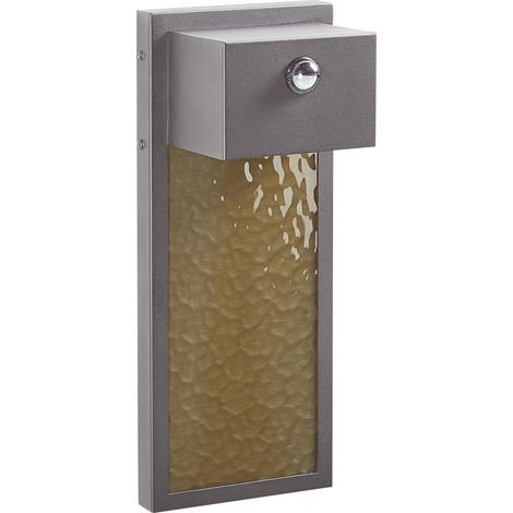 Lámpara de pared LED de metal gris 40 cm vidrio sensor movimiento exterior Carron