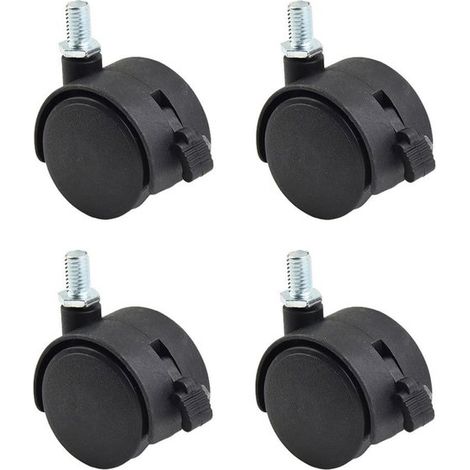 Roulettes de guidage - mini-roulettes - petite sécurité - 3,8 cm (1,5 pouce) Conviennent aux meubles, étagères, placards et petits appareils électroménagers, noires avec freins - Lot de 4